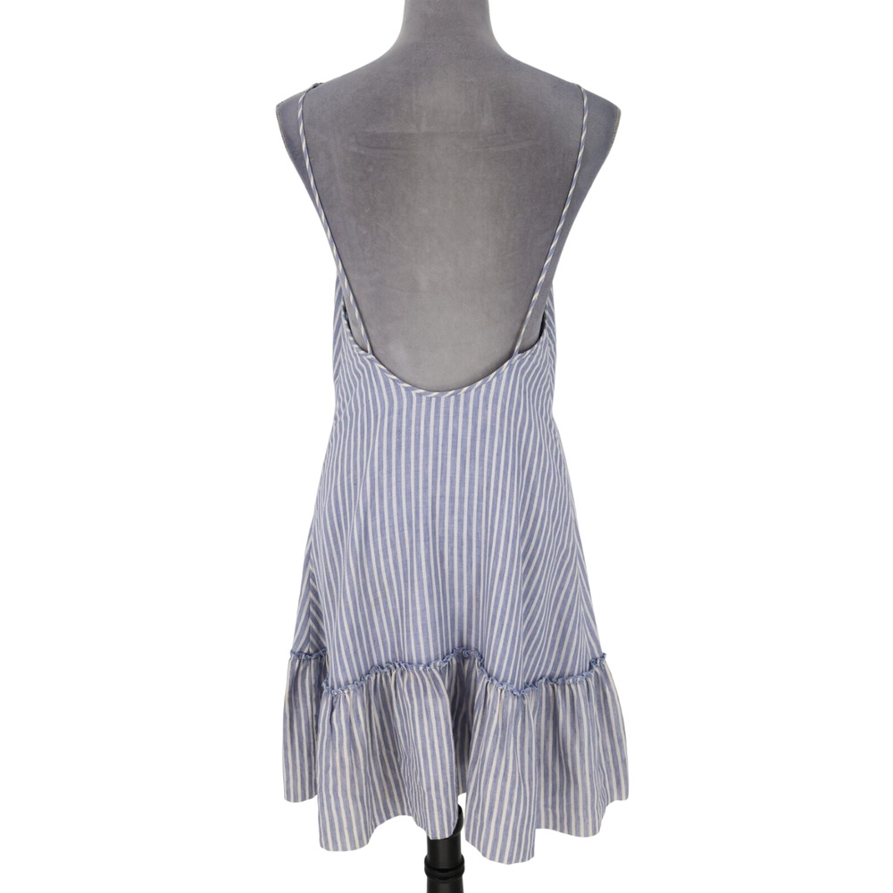 TJD The Jetset Diaries Dress Womens XS Blue White Cotton Linen Blend Lined Mini - Picture 2 of 12